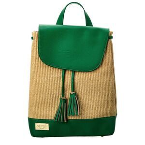 Surell Accessories Paper Straw Backpack, Brown